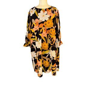 Who What Wear Black Floral Print Dress XL 100% Polyester